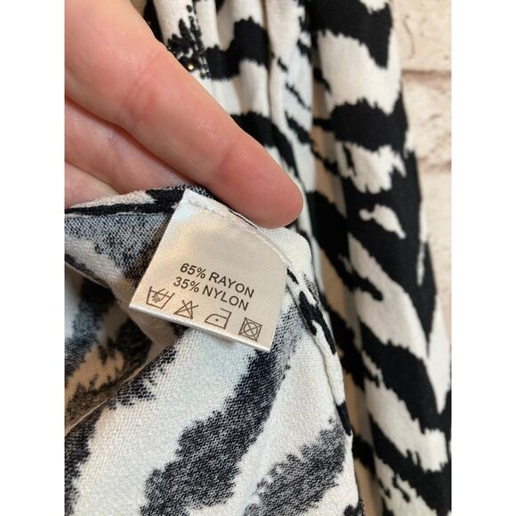 Fontana Top Womens Large Santana Knit Zebra Animal Print Layered Front Zip - Picture 14 of 14